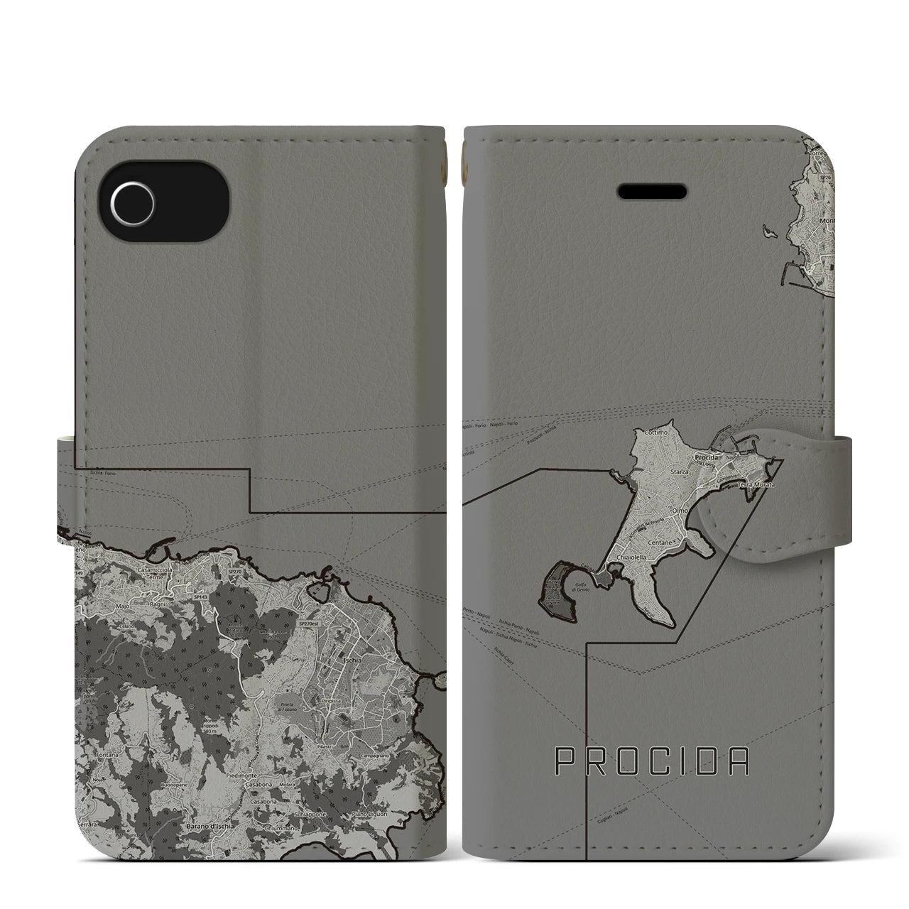 【プローチダ(イタリア)】地図柄iPhoneケース(手帳タイプ)