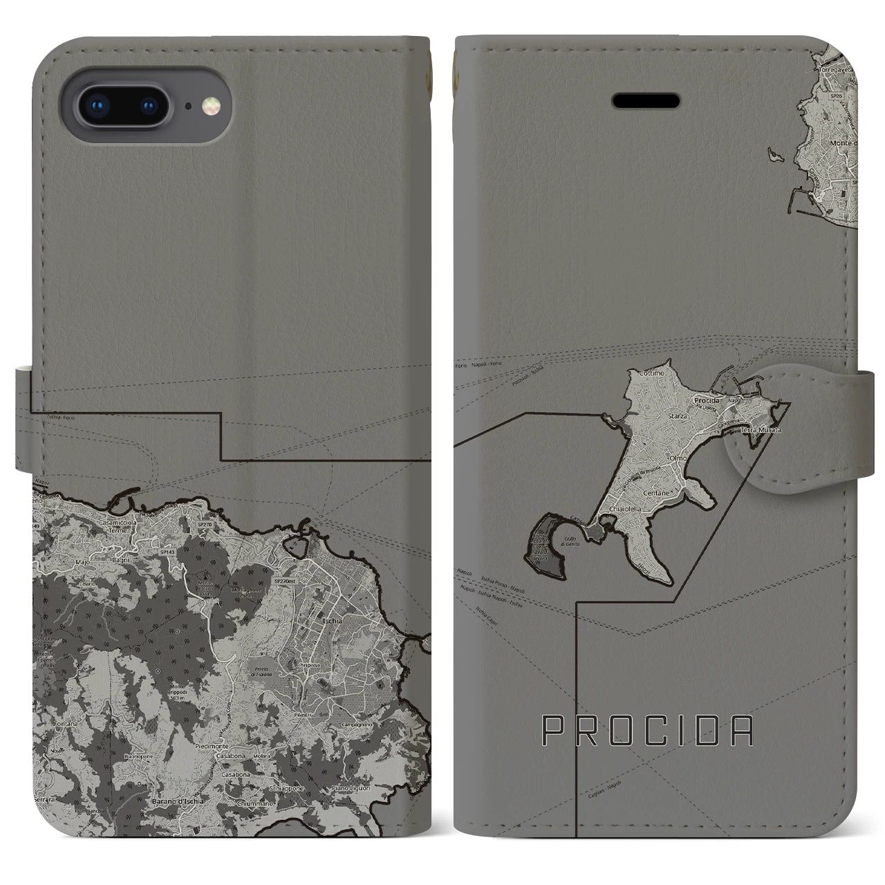 【プローチダ(イタリア)】地図柄iPhoneケース(手帳タイプ)