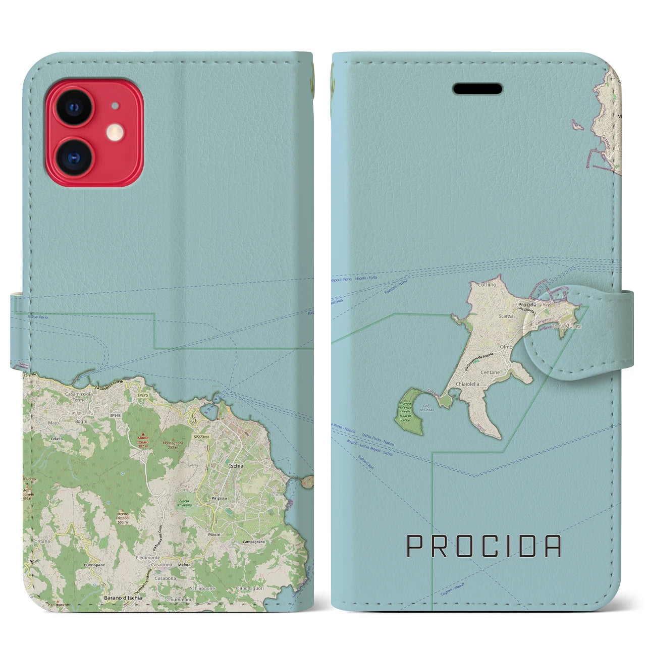 【プローチダ(イタリア)】地図柄iPhoneケース(手帳タイプ)