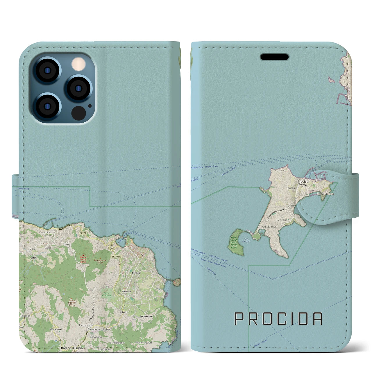 【プローチダ(イタリア)】地図柄iPhoneケース(手帳タイプ)