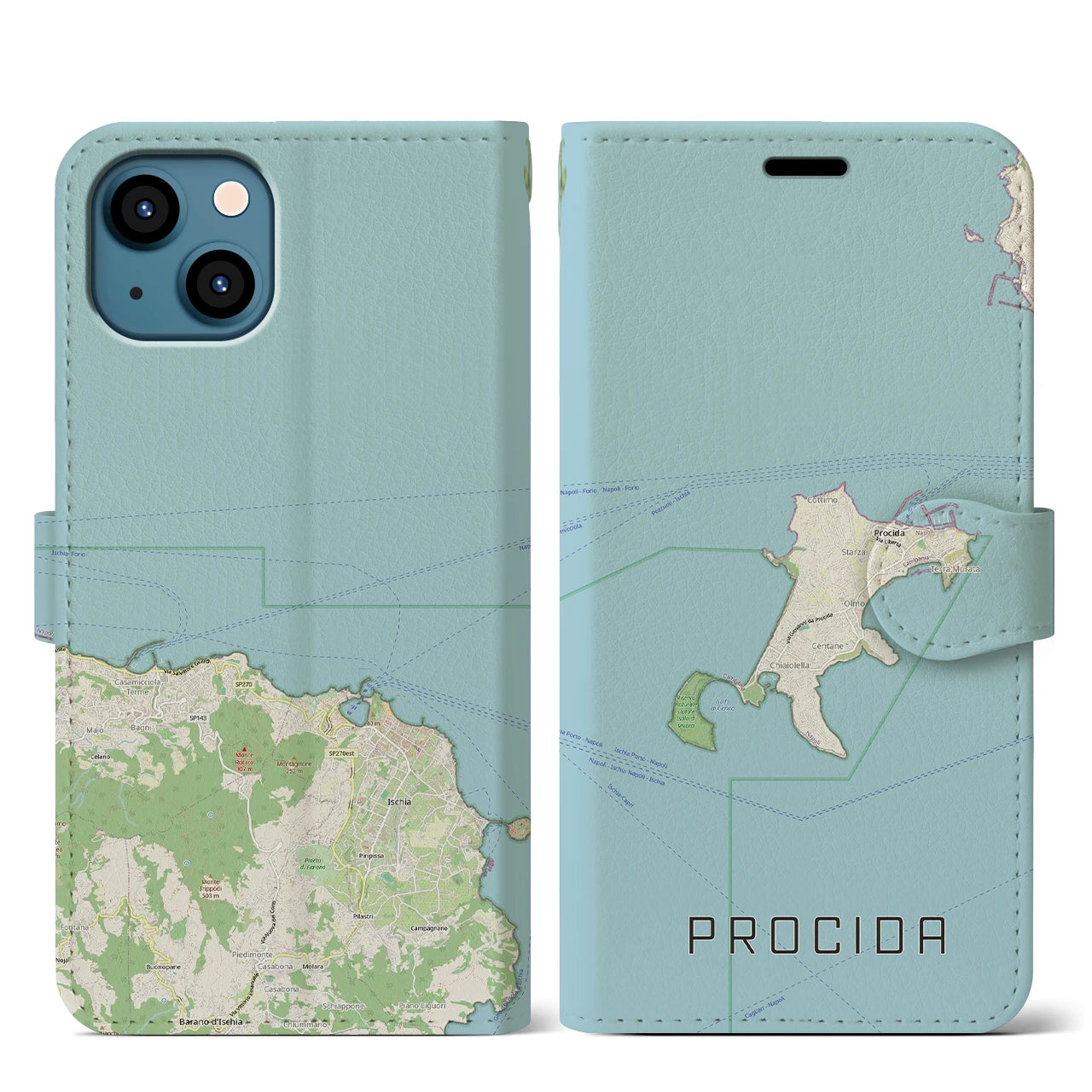 【プローチダ(イタリア)】地図柄iPhoneケース(手帳タイプ)