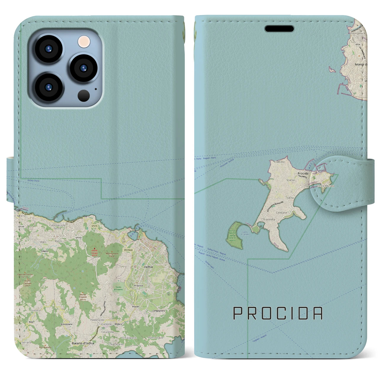 【プローチダ(イタリア)】地図柄iPhoneケース(手帳タイプ)