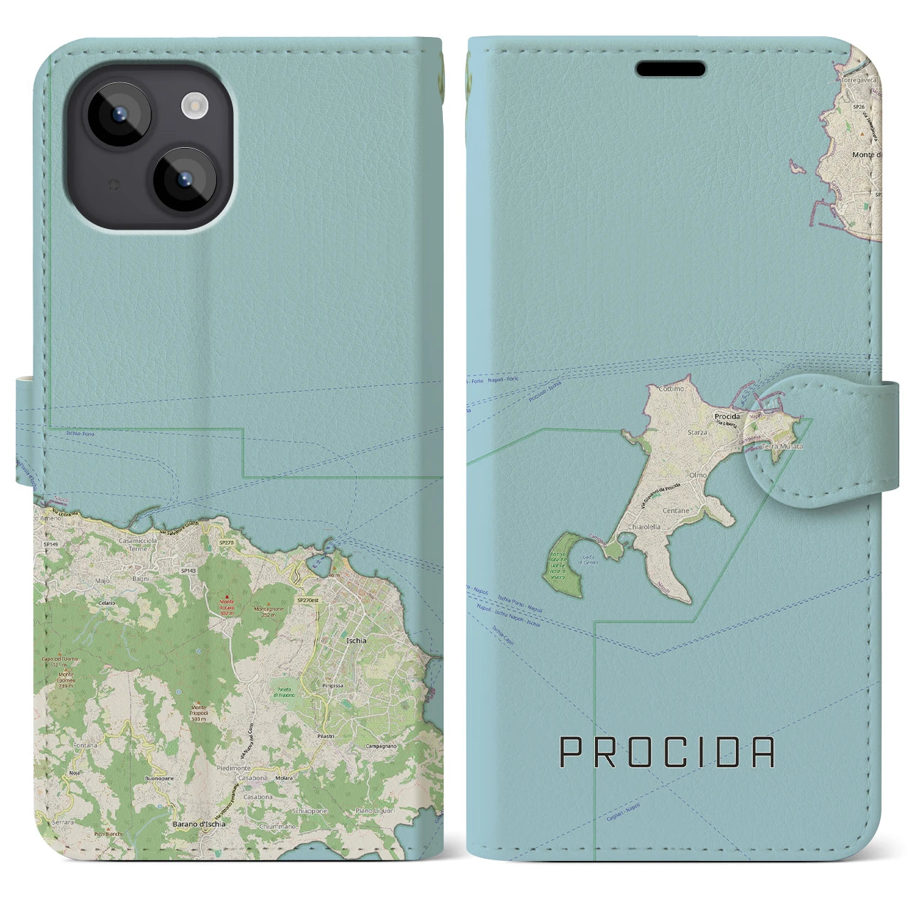 【プローチダ(イタリア)】地図柄iPhoneケース(手帳タイプ)