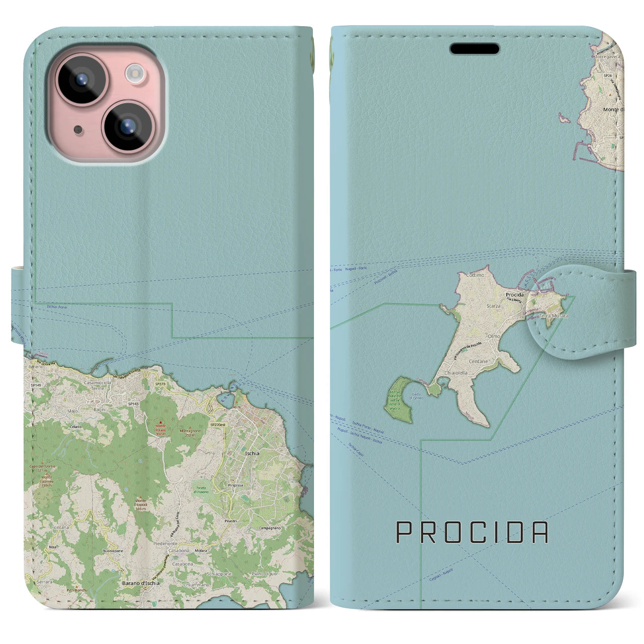 【プローチダ(イタリア)】地図柄iPhoneケース(手帳タイプ)