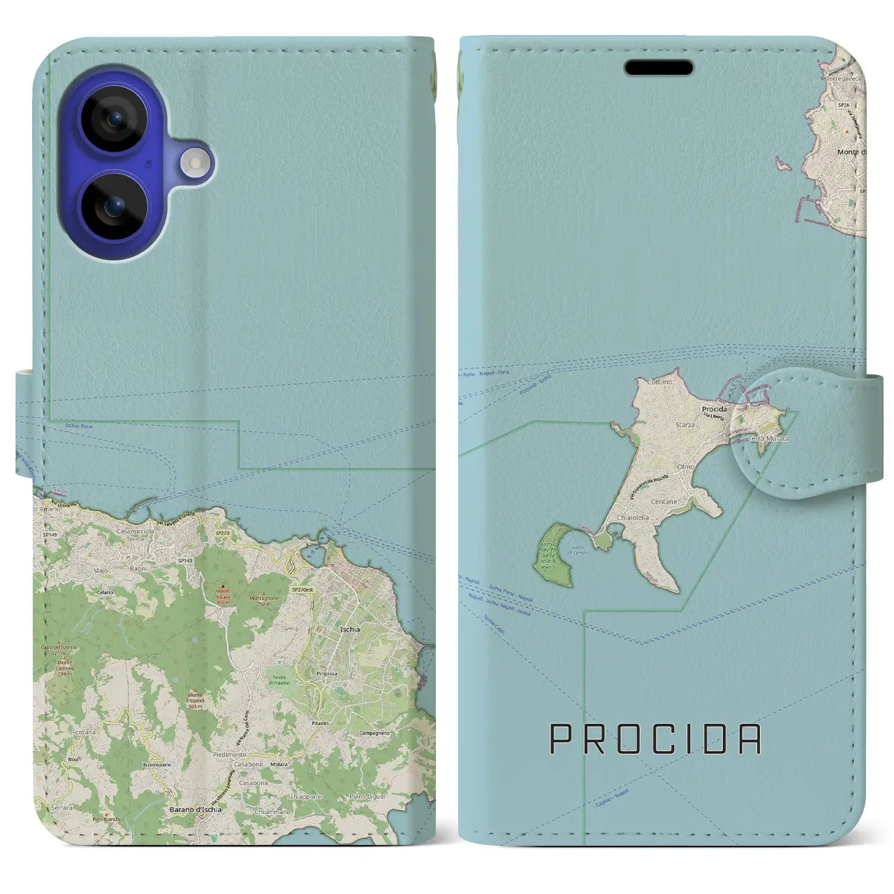 【プローチダ(イタリア)】地図柄iPhoneケース(手帳タイプ)