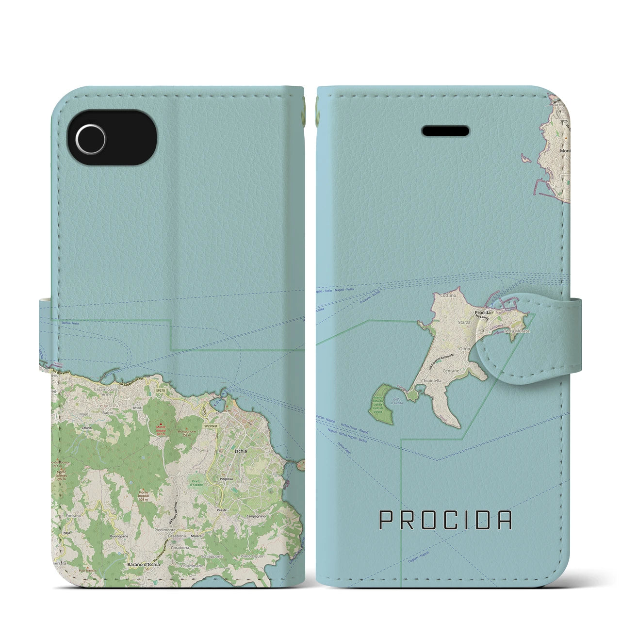 【プローチダ(イタリア)】地図柄iPhoneケース(手帳タイプ)