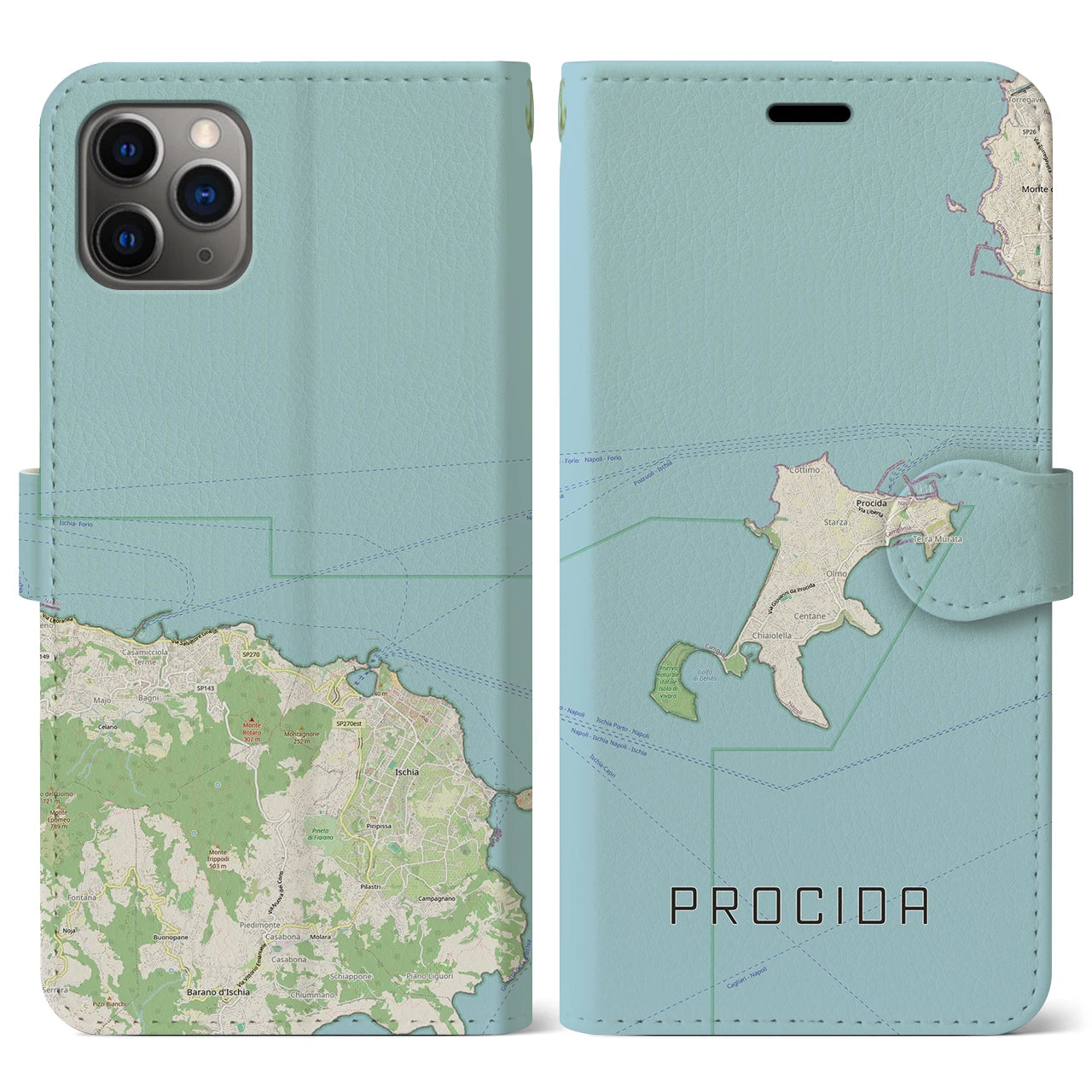 【プローチダ(イタリア)】地図柄iPhoneケース(手帳タイプ)