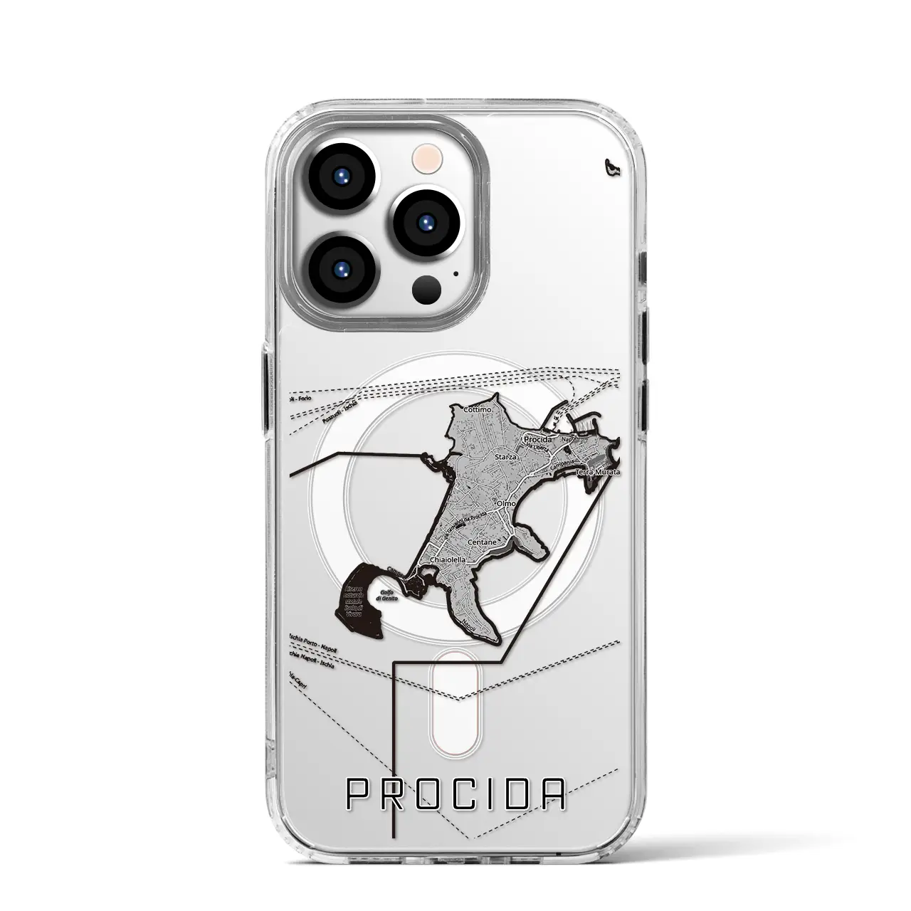【プローチダ(イタリア)】地図柄iPhoneケース(MagSafeタイプ)