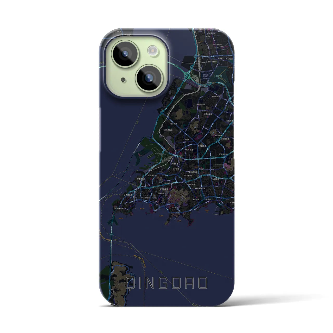 【青島(中華人民共和国)】地図柄iPhoneケース(バックカバータイプ)