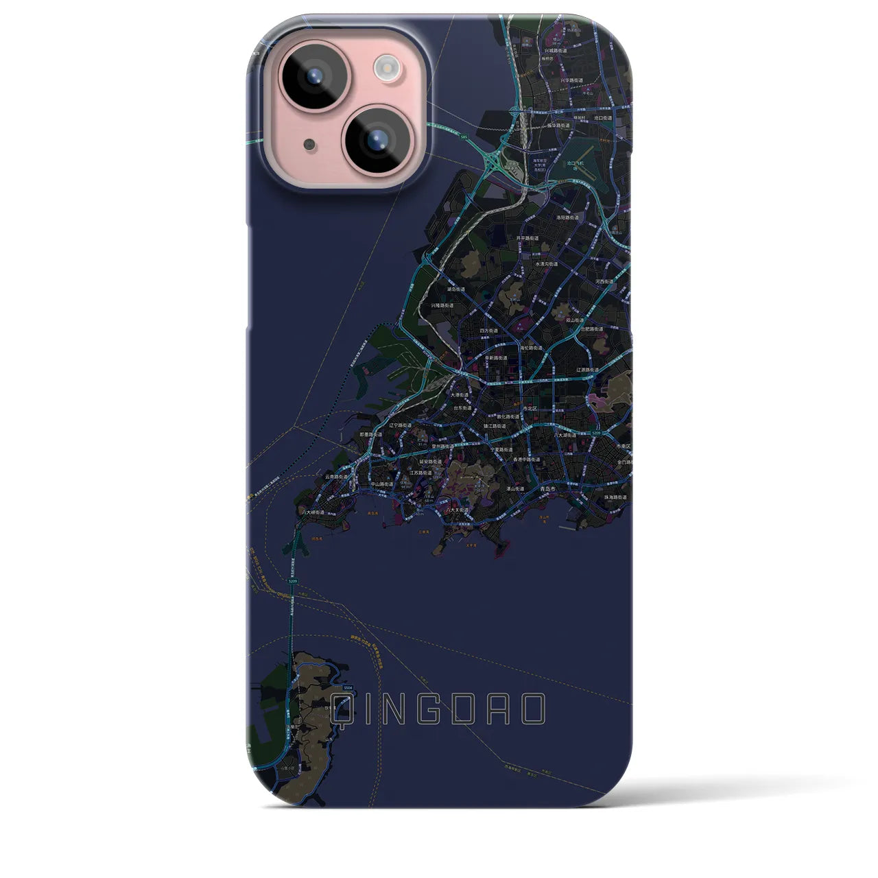【青島(中華人民共和国)】地図柄iPhoneケース(バックカバータイプ)
