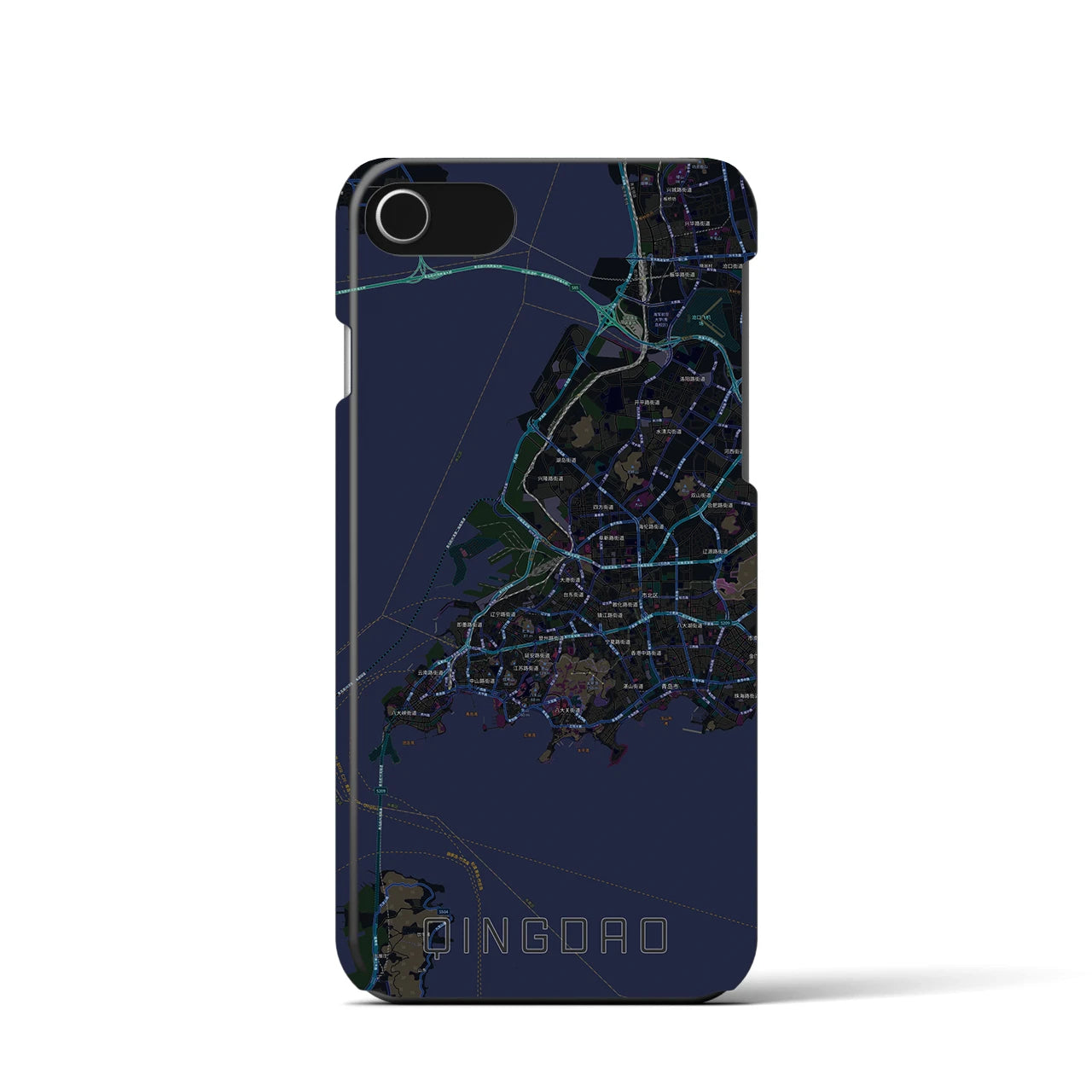 【青島(中華人民共和国)】地図柄iPhoneケース(バックカバータイプ)