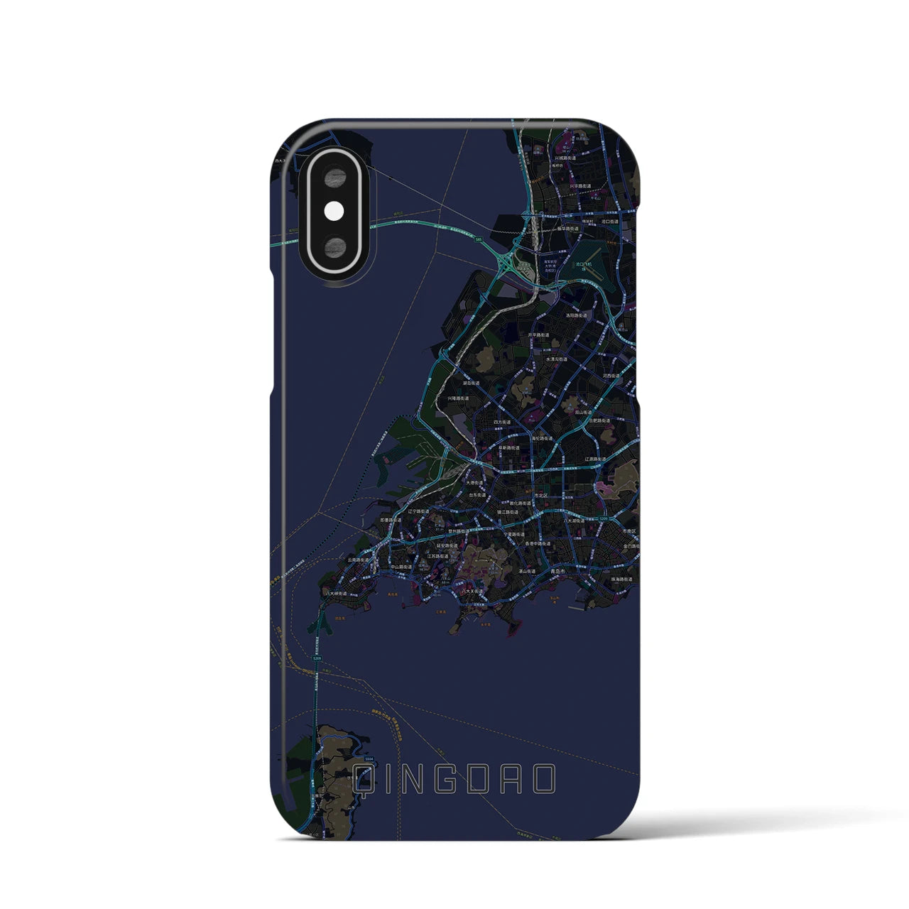 【青島(中華人民共和国)】地図柄iPhoneケース(バックカバータイプ)