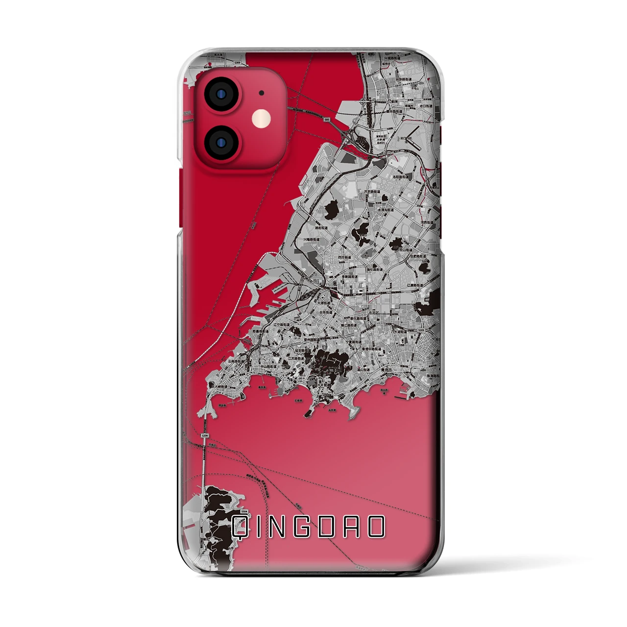 【青島(中華人民共和国)】地図柄iPhoneケース(クリアタイプ)