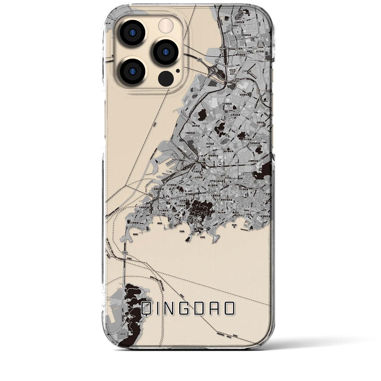 【青島(中華人民共和国)】地図柄iPhoneケース(クリアタイプ)