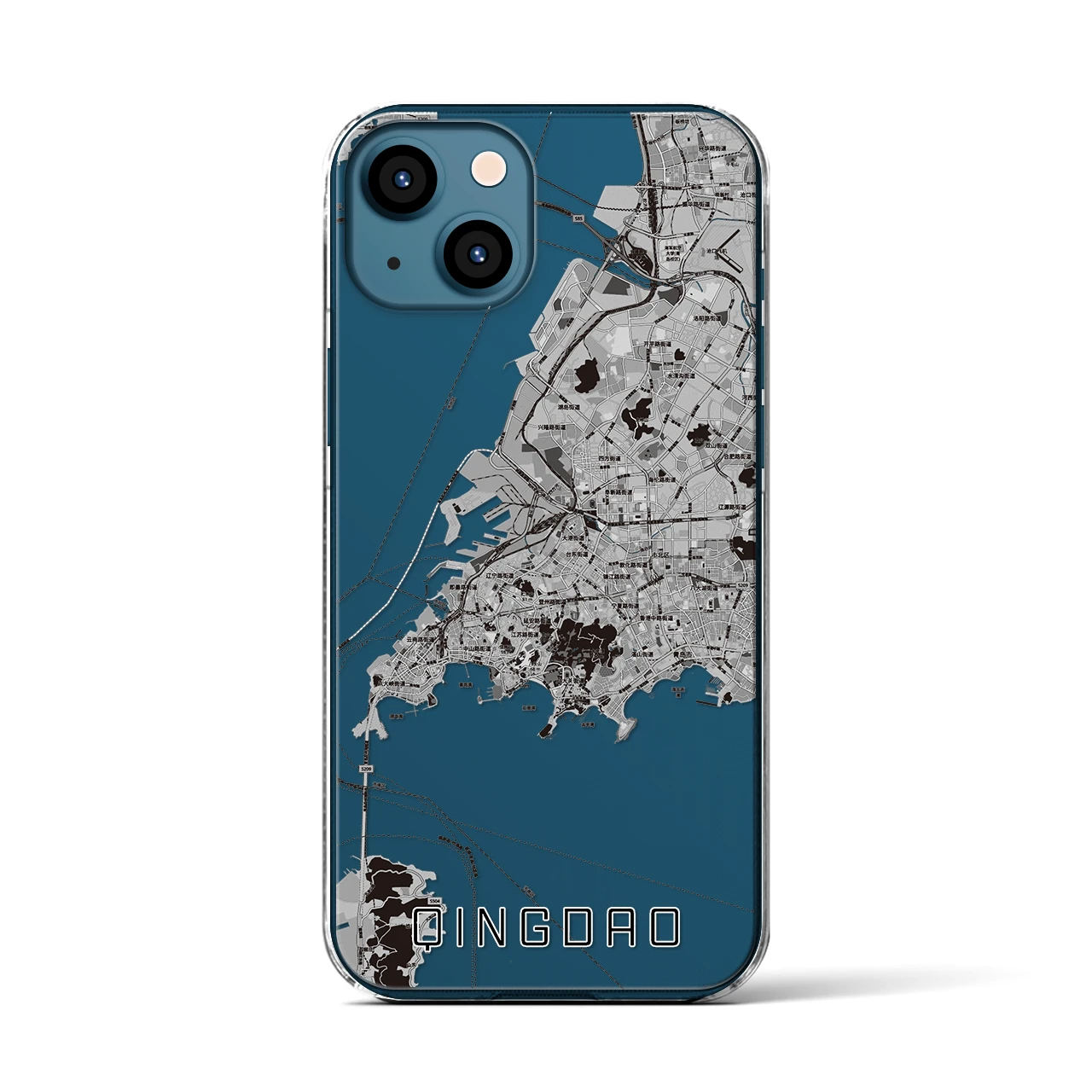 【青島(中華人民共和国)】地図柄iPhoneケース(クリアタイプ)