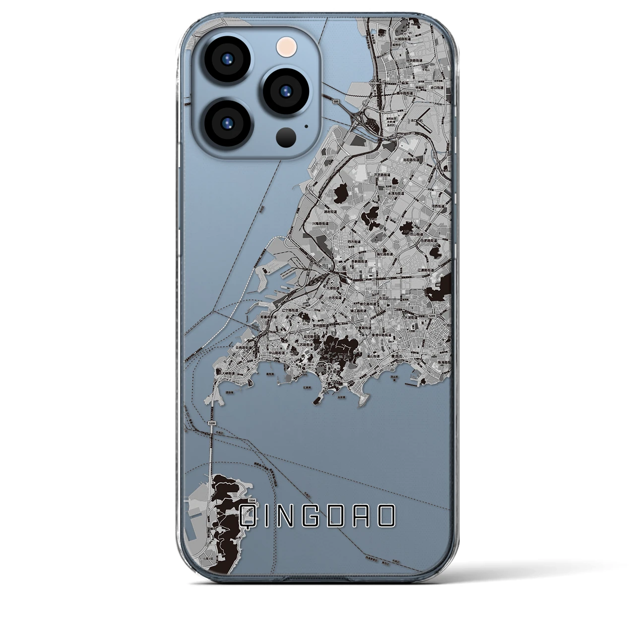 【青島(中華人民共和国)】地図柄iPhoneケース(クリアタイプ)