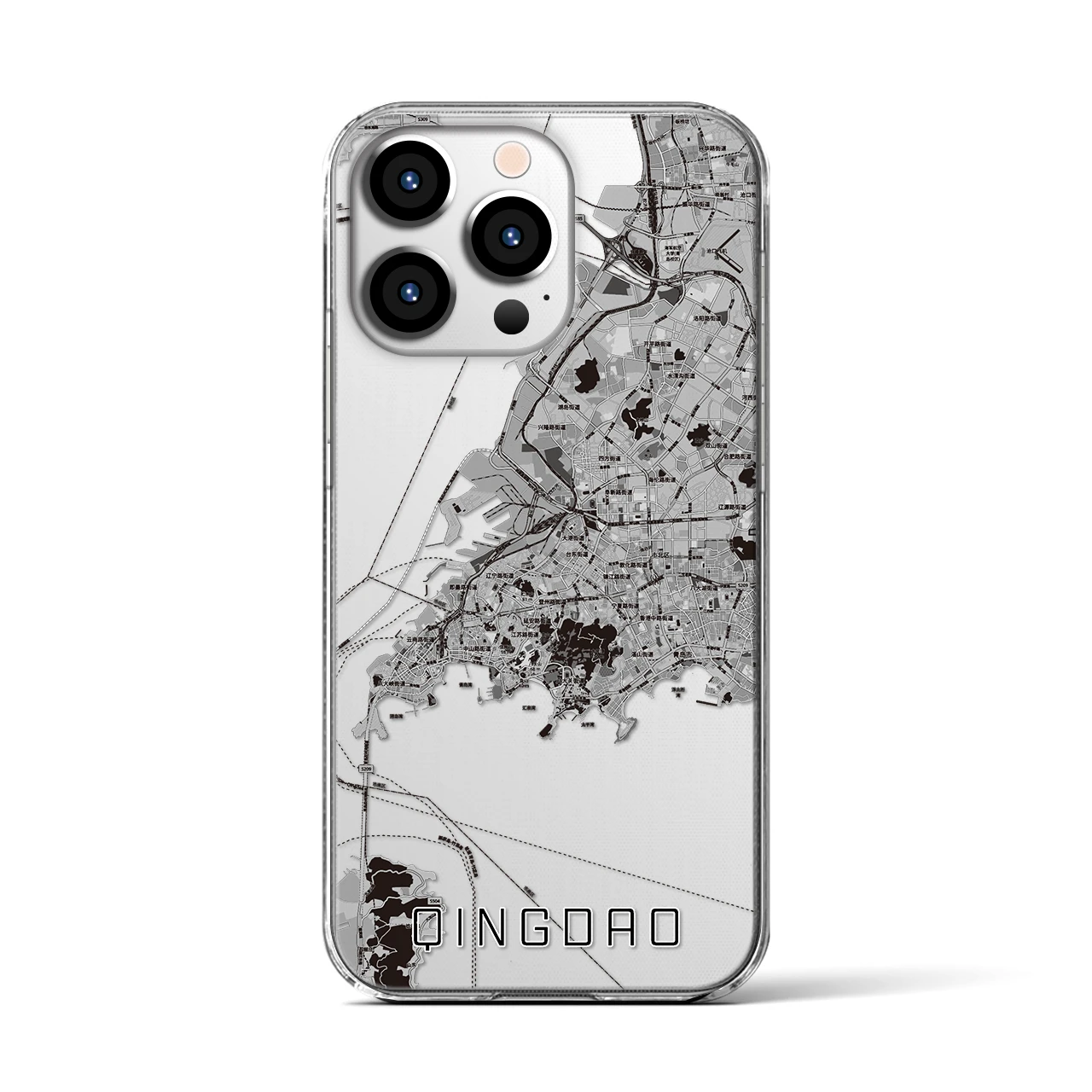 【青島(中華人民共和国)】地図柄iPhoneケース(クリアタイプ)
