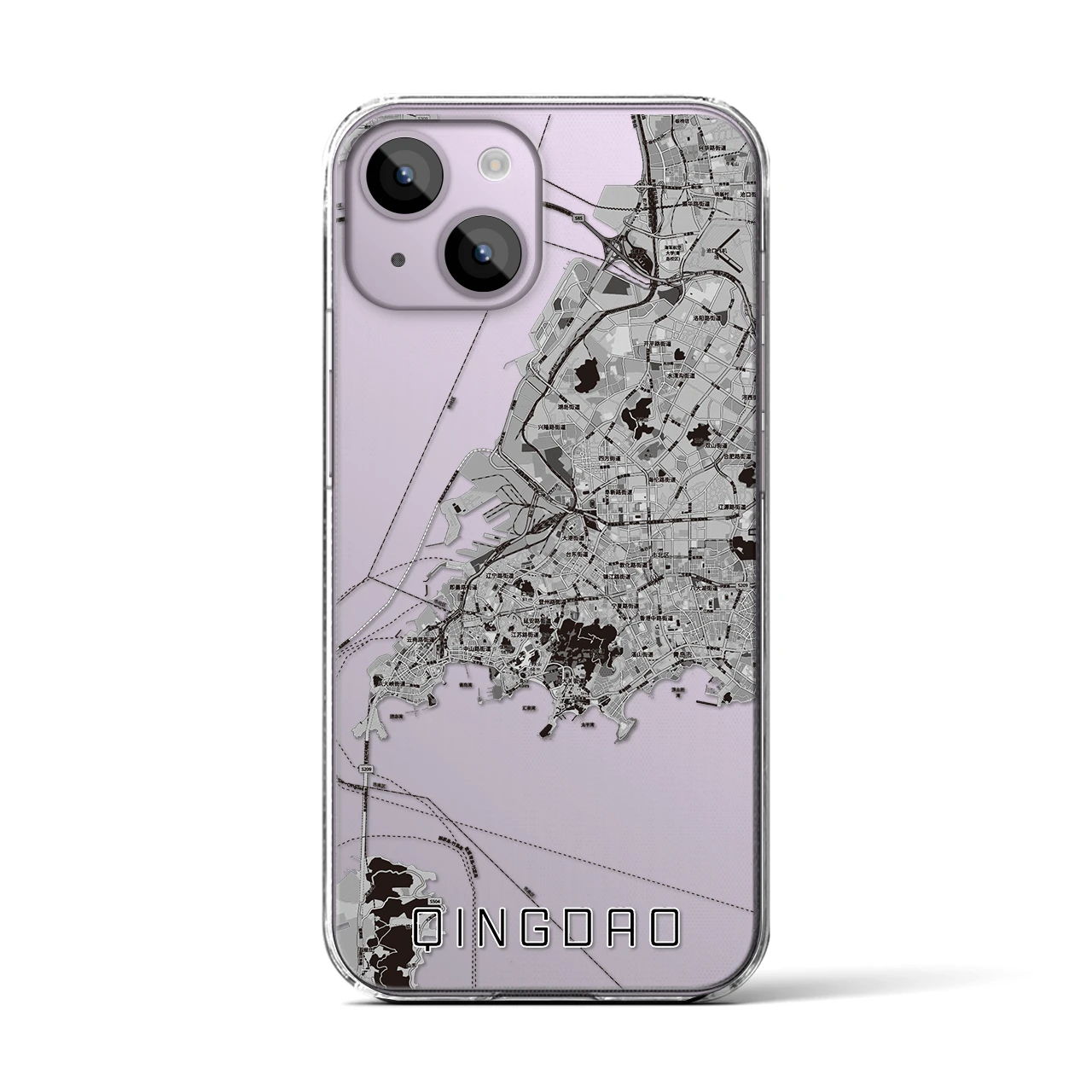 【青島(中華人民共和国)】地図柄iPhoneケース(クリアタイプ)