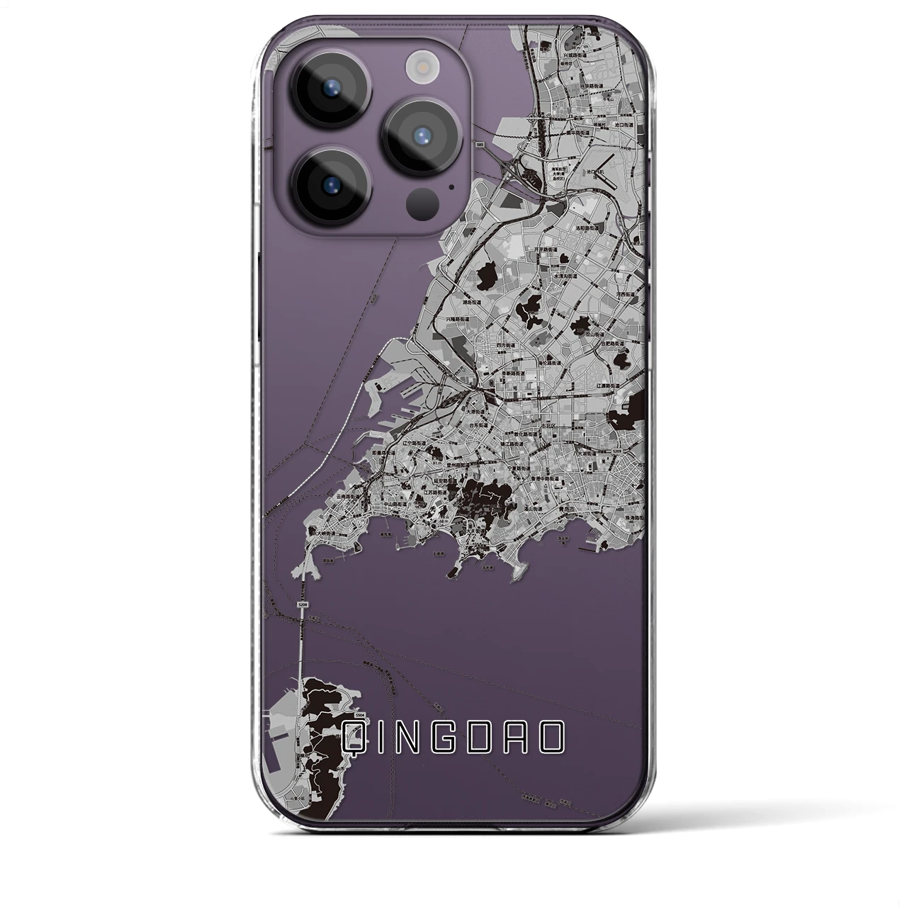 【青島(中華人民共和国)】地図柄iPhoneケース(クリアタイプ)