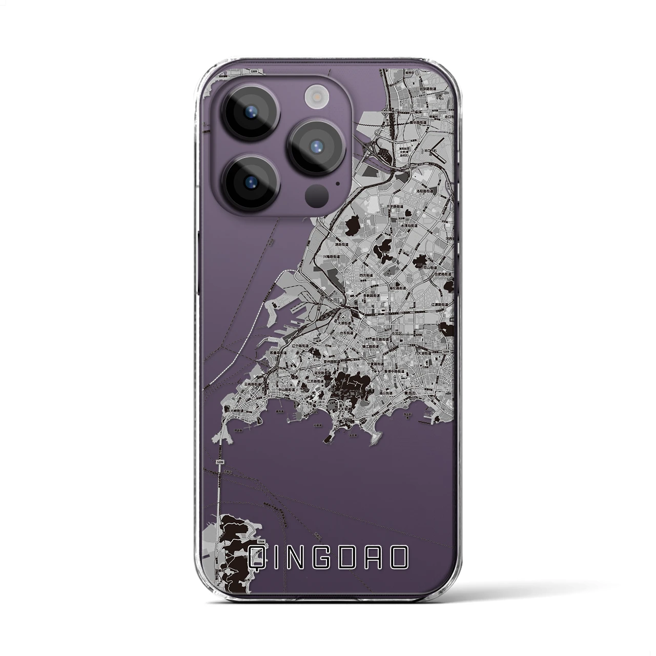 【青島(中華人民共和国)】地図柄iPhoneケース(クリアタイプ)