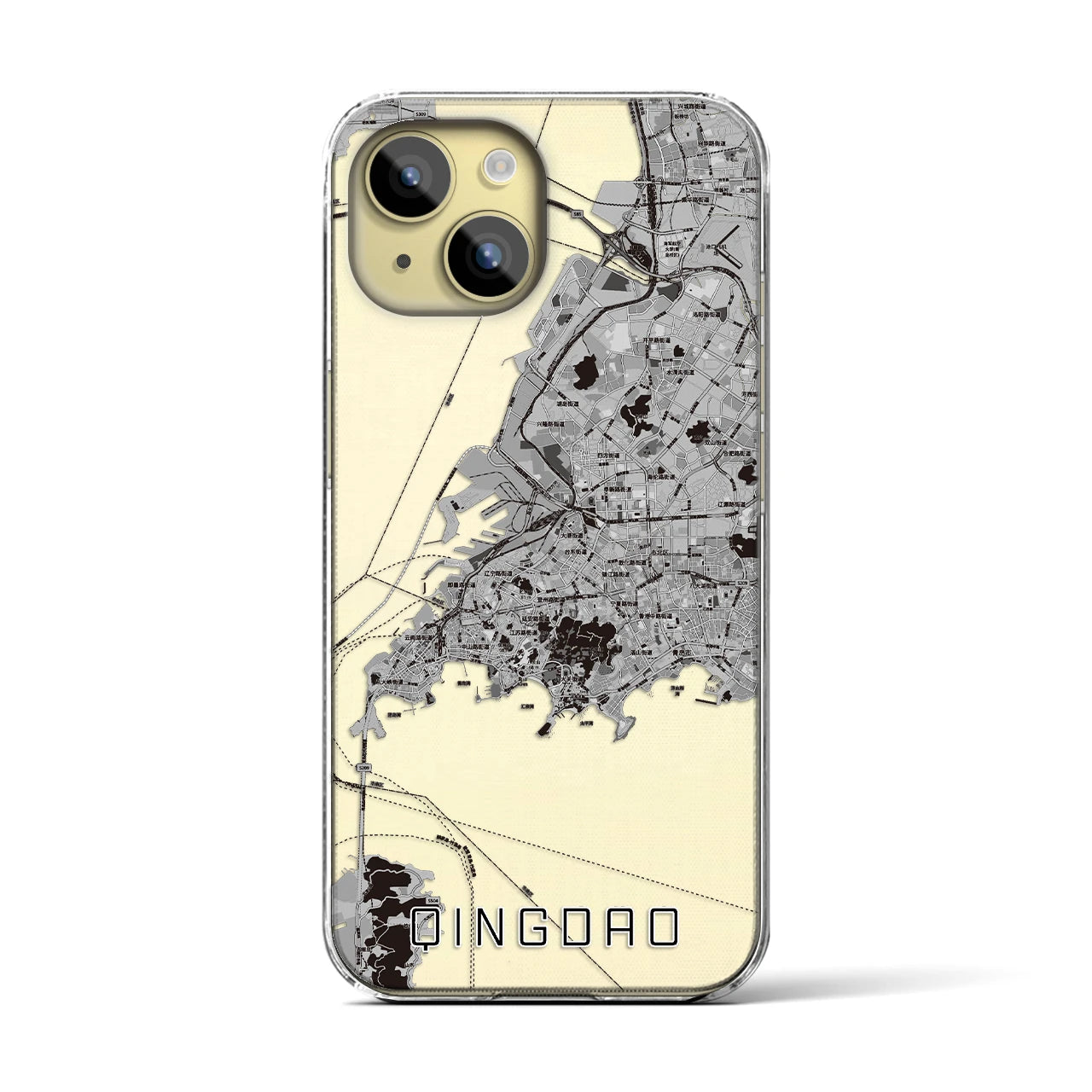 【青島(中華人民共和国)】地図柄iPhoneケース(クリアタイプ)