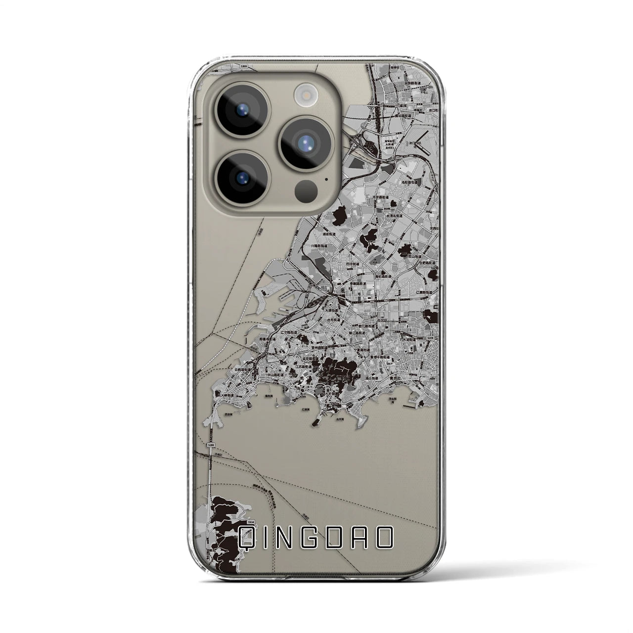 【青島(中華人民共和国)】地図柄iPhoneケース(クリアタイプ)