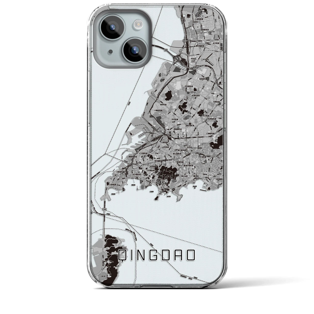 【青島(中華人民共和国)】地図柄iPhoneケース(クリアタイプ)