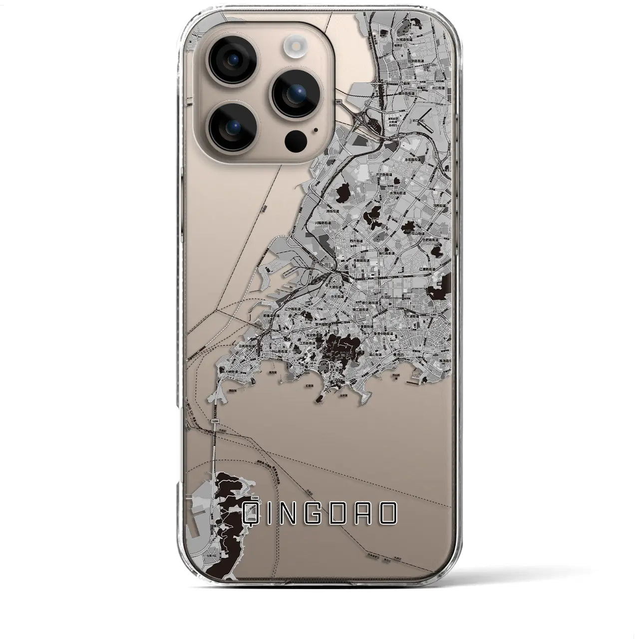 【青島(中華人民共和国)】地図柄iPhoneケース(クリアタイプ)