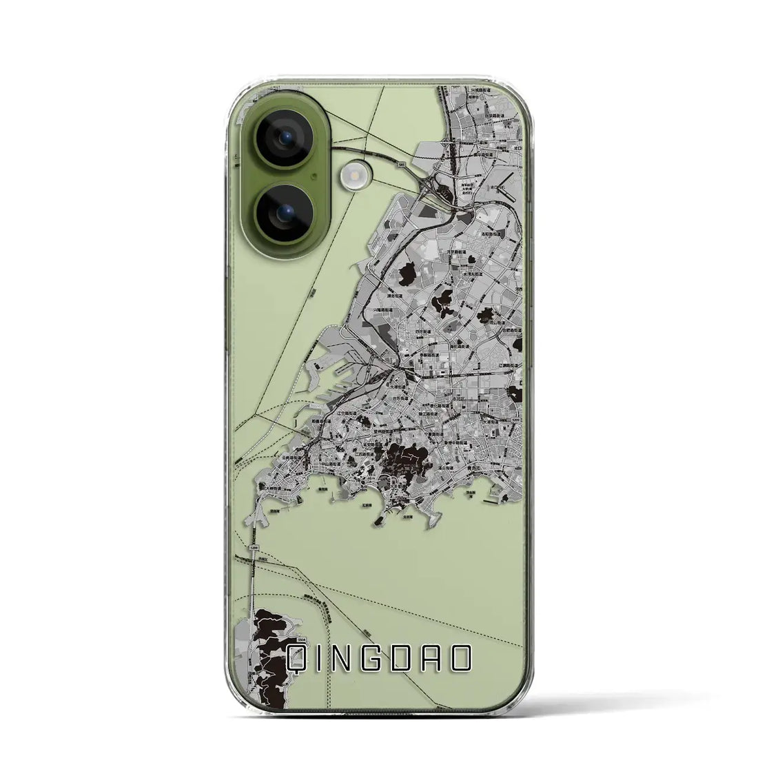 【青島(中華人民共和国)】地図柄iPhoneケース(クリアタイプ)モノトーン・iPhone 17 Pro Max 用