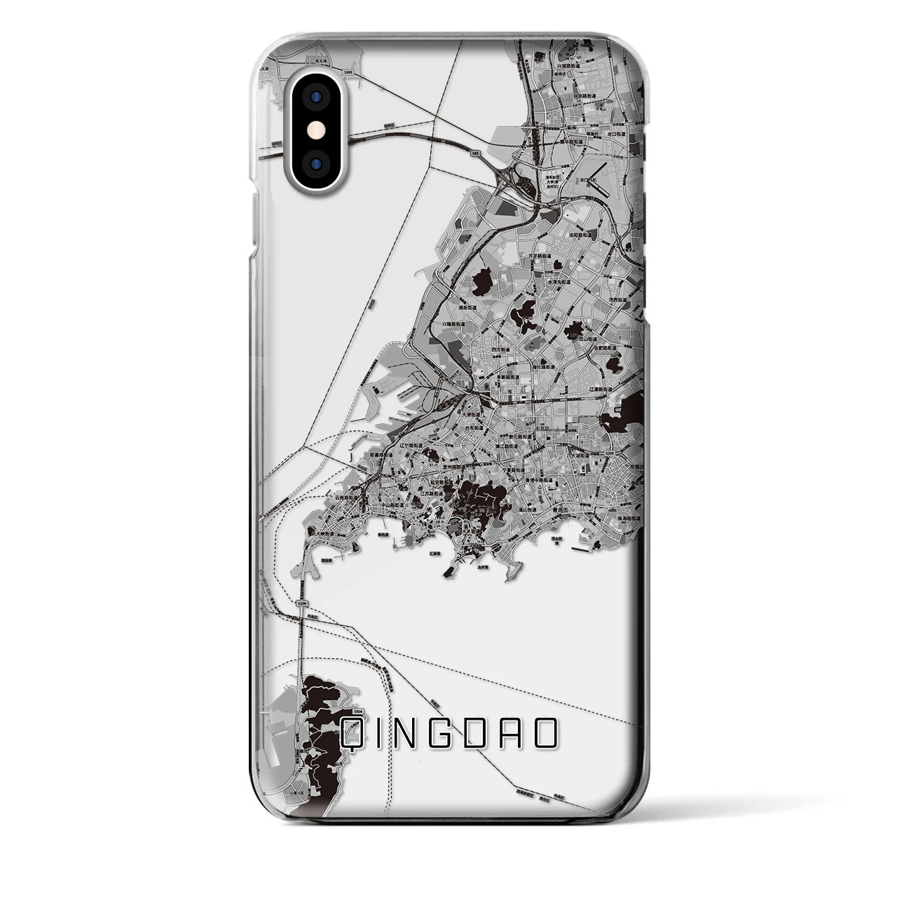 【青島(中華人民共和国)】地図柄iPhoneケース(クリアタイプ)