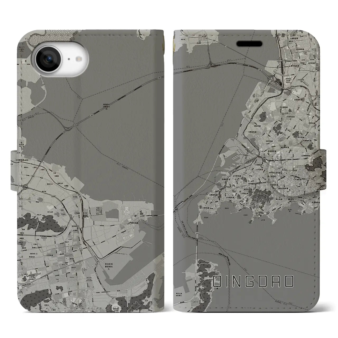 【青島(中華人民共和国)】地図柄iPhoneケース(手帳タイプ)