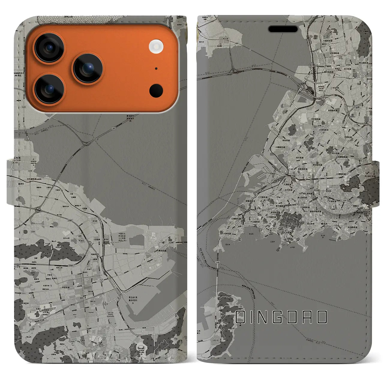 【青島(中華人民共和国)】地図柄iPhoneケース(手帳タイプ)