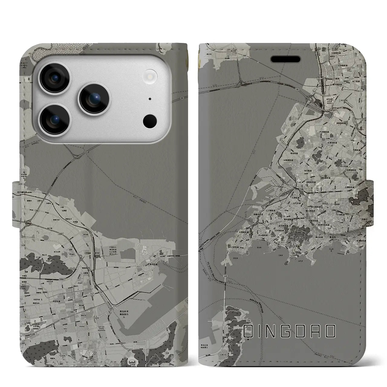 【青島(中華人民共和国)】地図柄iPhoneケース(手帳タイプ)