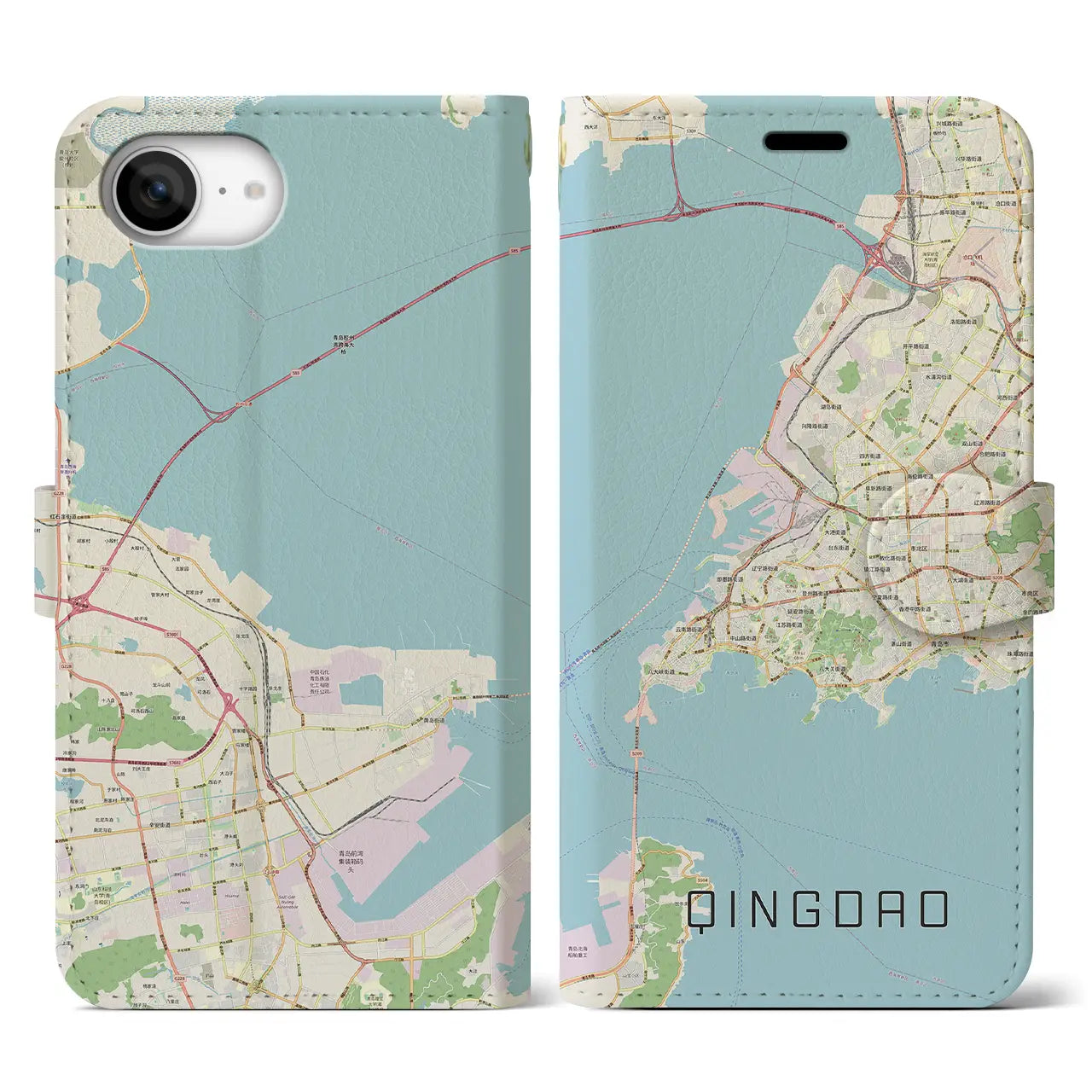 【青島(中華人民共和国)】地図柄iPhoneケース(手帳タイプ)