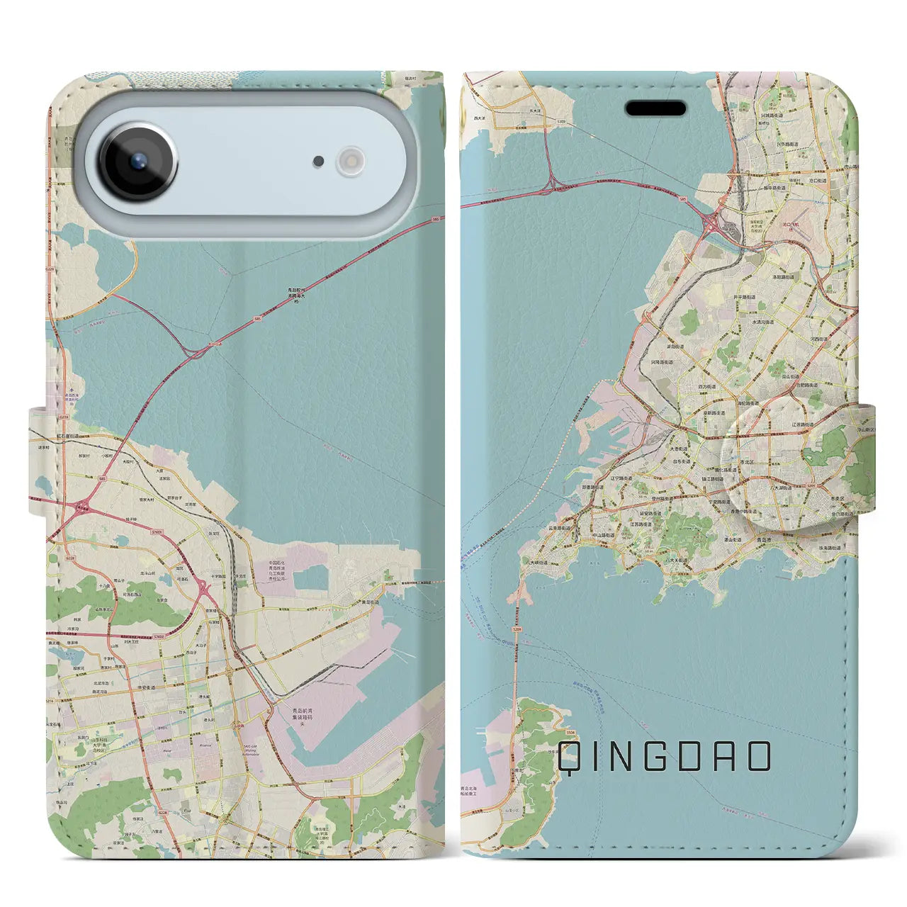 【青島(中華人民共和国)】地図柄iPhoneケース(手帳タイプ)