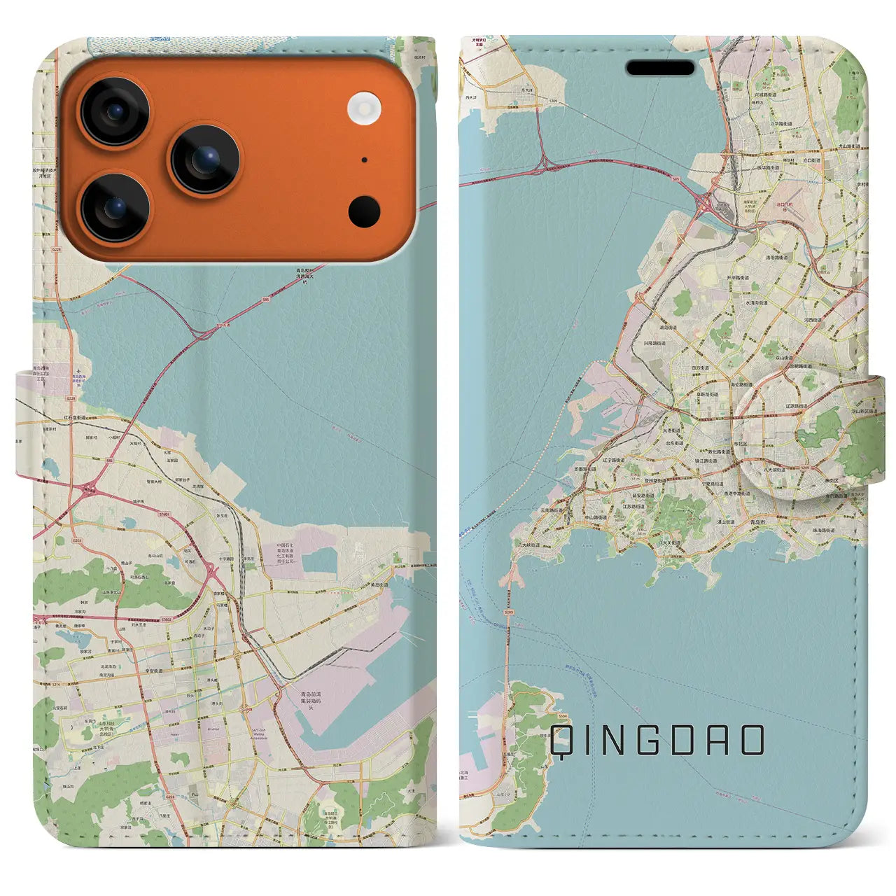 【青島(中華人民共和国)】地図柄iPhoneケース(手帳タイプ)