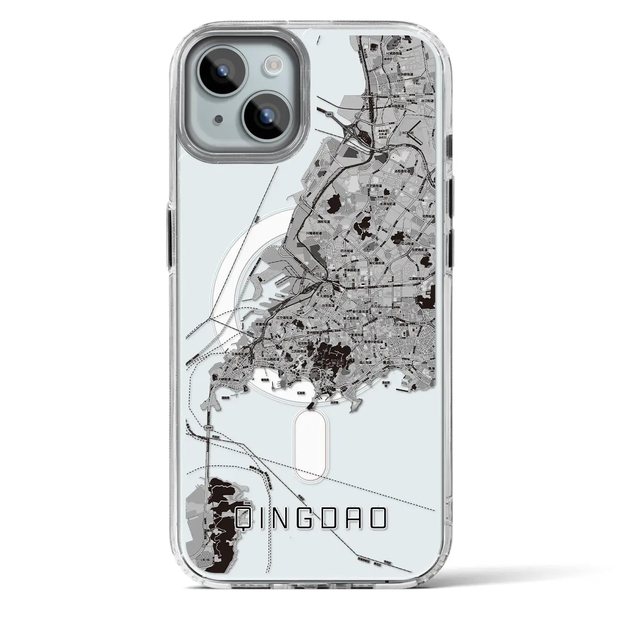 【青島(中華人民共和国)】地図柄iPhoneケース(MagSafeタイプ)