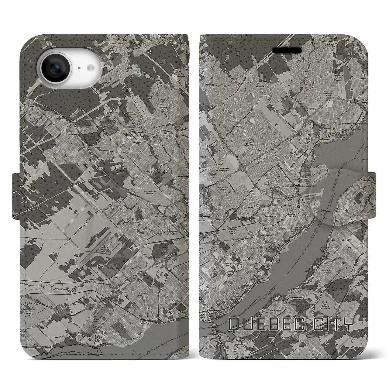 【ケベック・シティー(カナダ)】地図柄iPhoneケース(手帳タイプ)