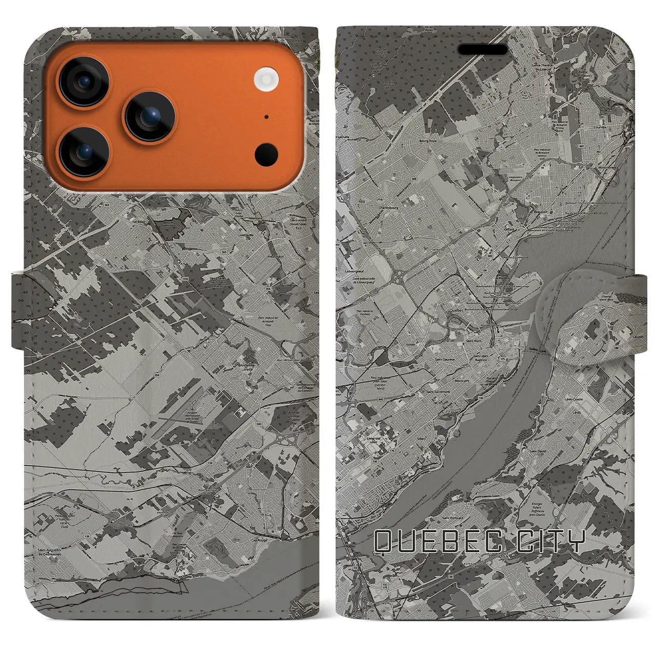 【ケベック・シティー(カナダ)】地図柄iPhoneケース(手帳タイプ)