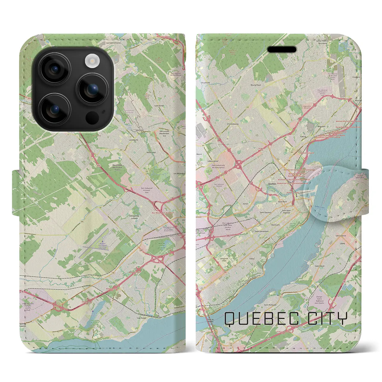 【ケベック・シティー(カナダ)】地図柄iPhoneケース(手帳タイプ)ナチュラル・iPhone 16 用