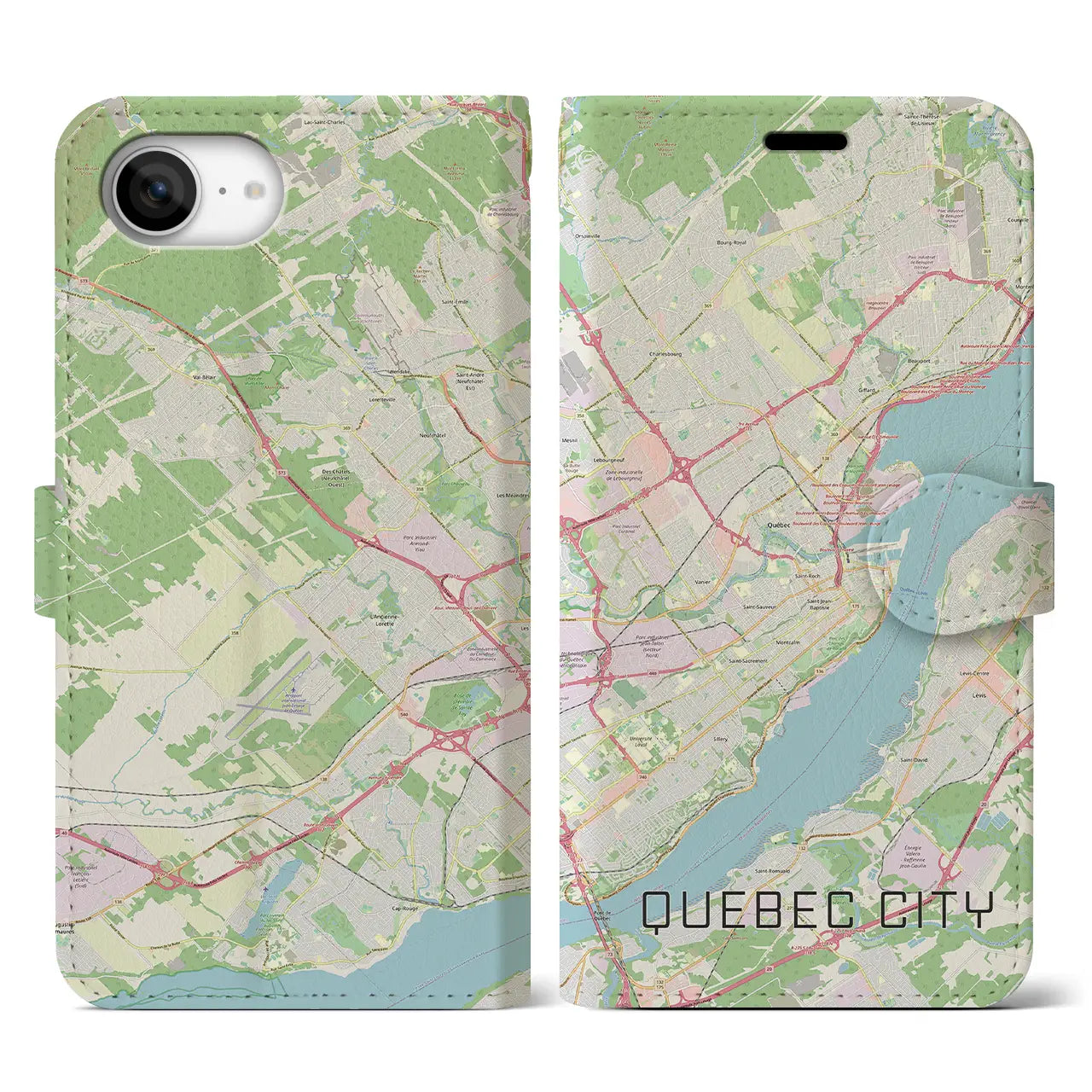 【ケベック・シティー(カナダ)】地図柄iPhoneケース(手帳タイプ)