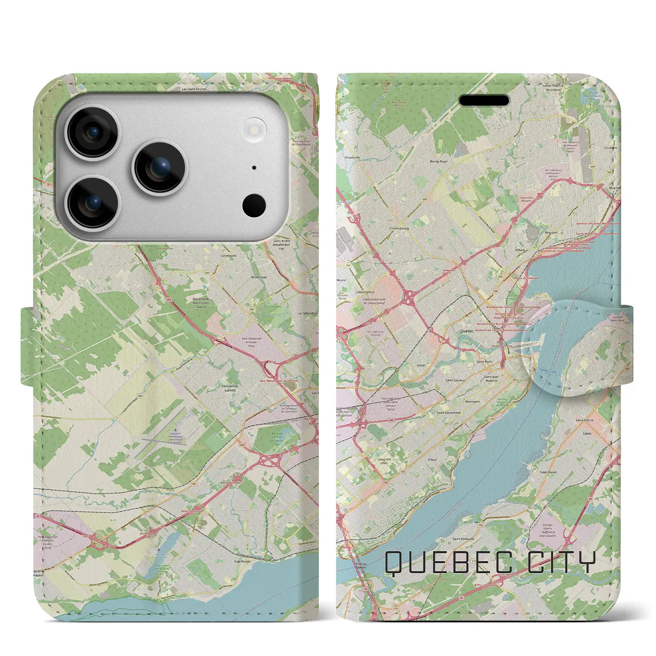 【ケベック・シティー(カナダ)】地図柄iPhoneケース(手帳タイプ)