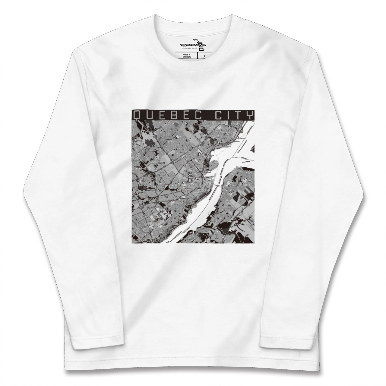 【ケベック・シティー(カナダ)】地図柄ロングスリーブTシャツ