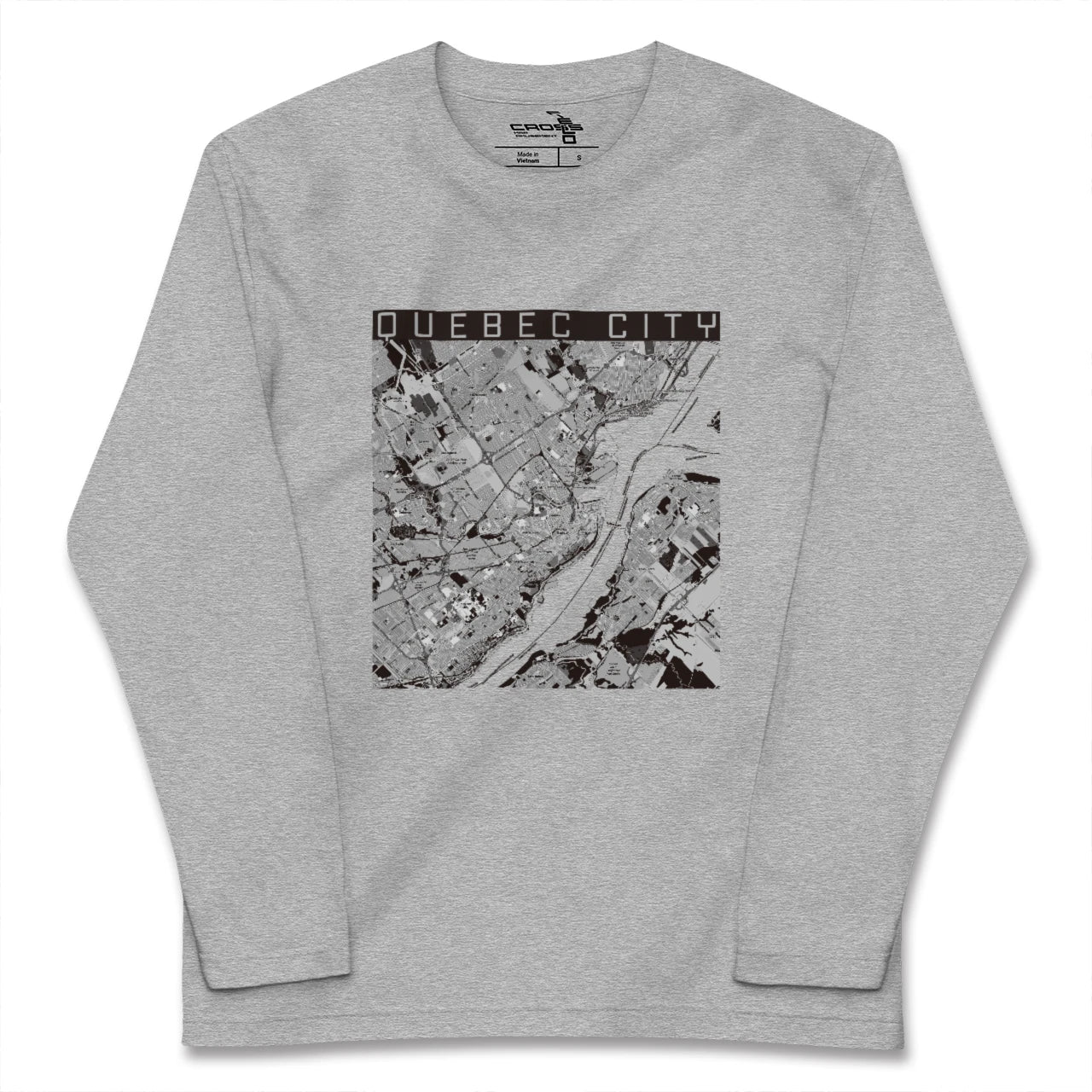 【ケベック・シティー(カナダ)】地図柄ロングスリーブTシャツ