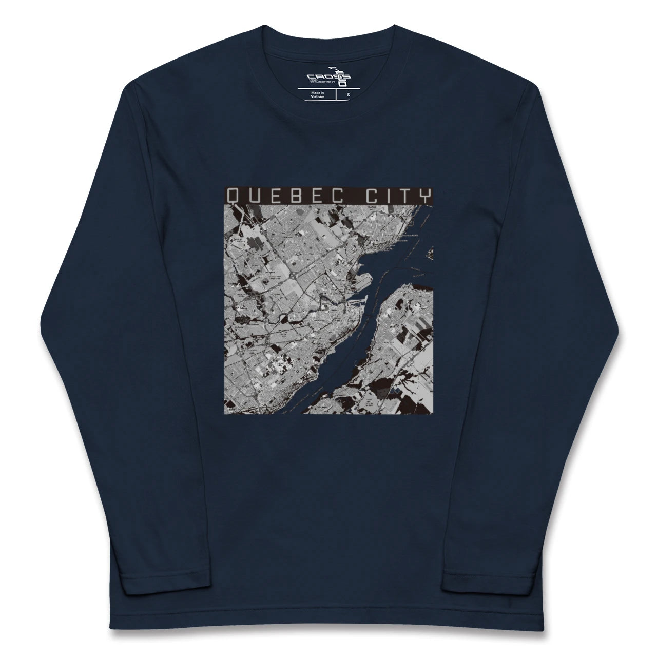 【ケベック・シティー(カナダ)】地図柄ロングスリーブTシャツ