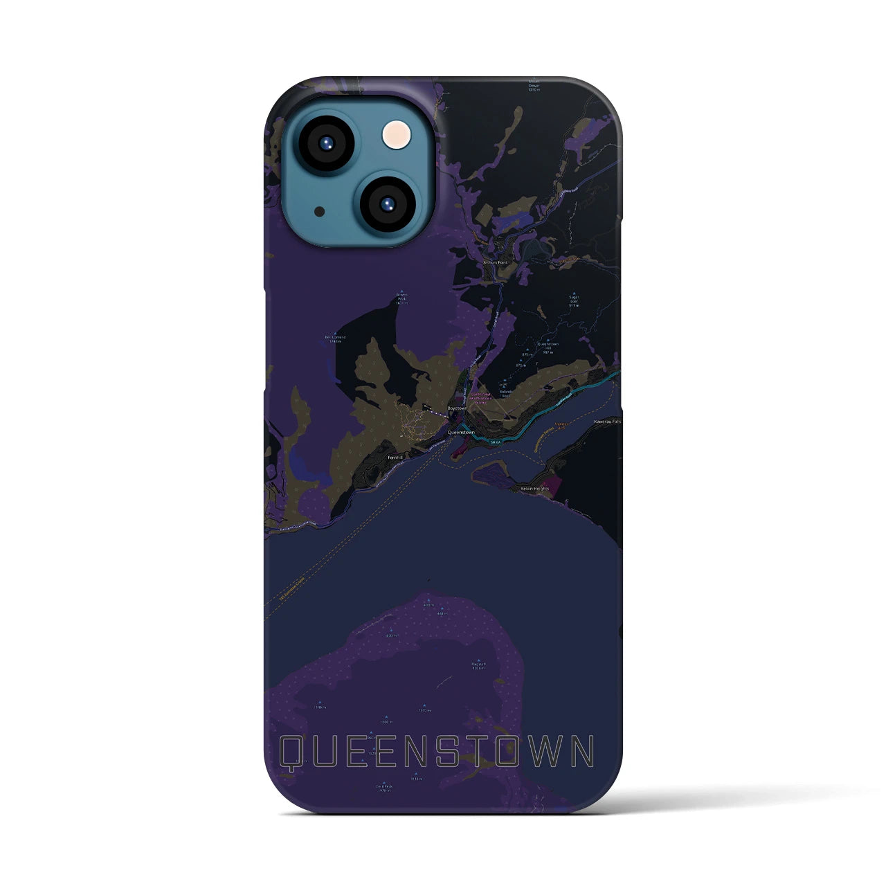 【クイーンズタウン(ニュージーランド)】地図柄iPhoneケース(バックカバータイプ)