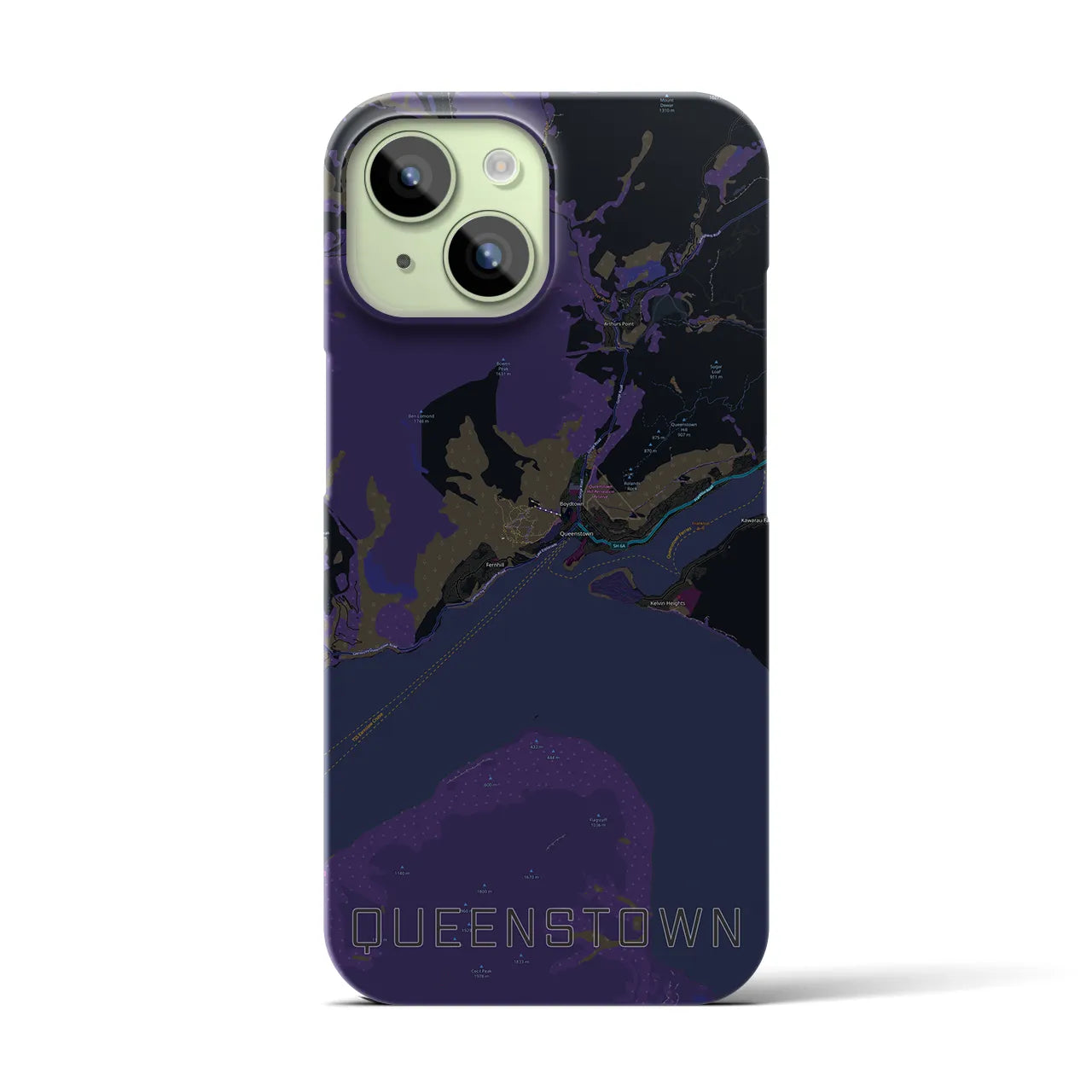 【クイーンズタウン(ニュージーランド)】地図柄iPhoneケース(バックカバータイプ)