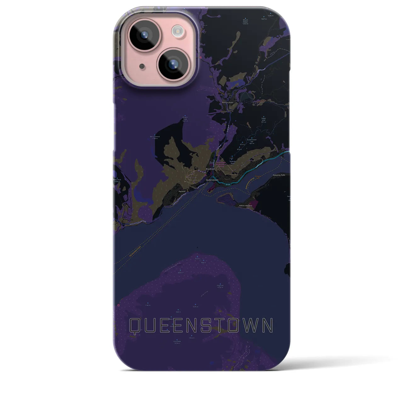 【クイーンズタウン(ニュージーランド)】地図柄iPhoneケース(バックカバータイプ)