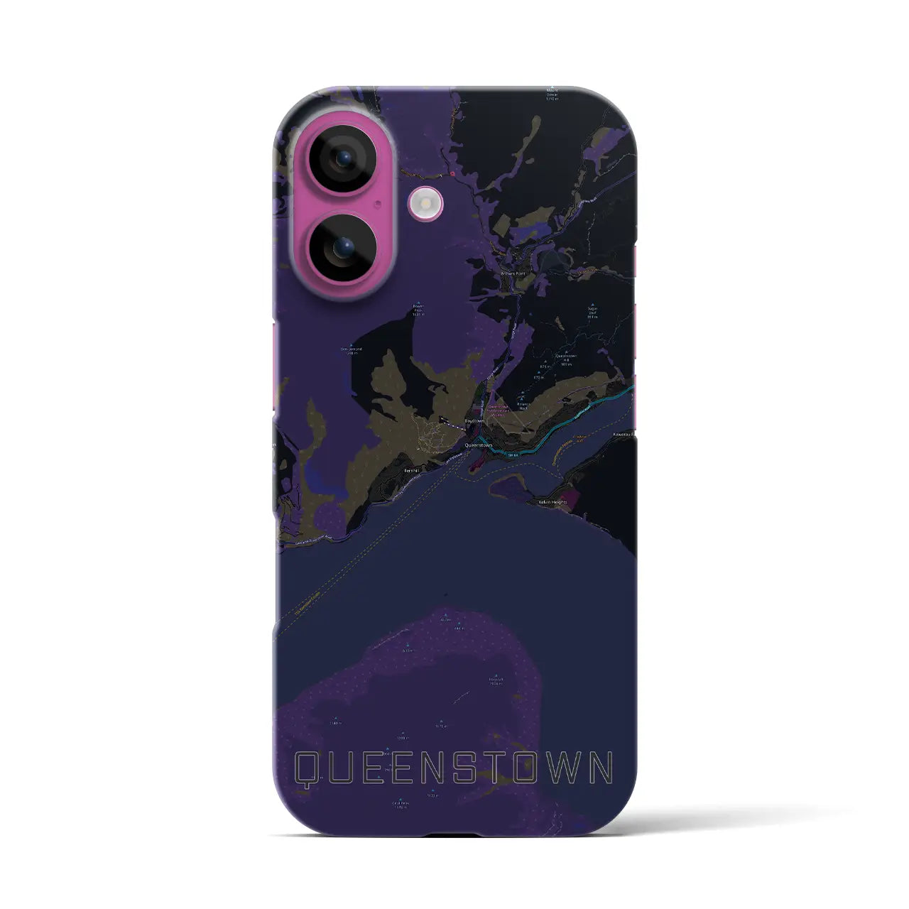 【クイーンズタウン(ニュージーランド)】地図柄iPhoneケース(バックカバータイプ)