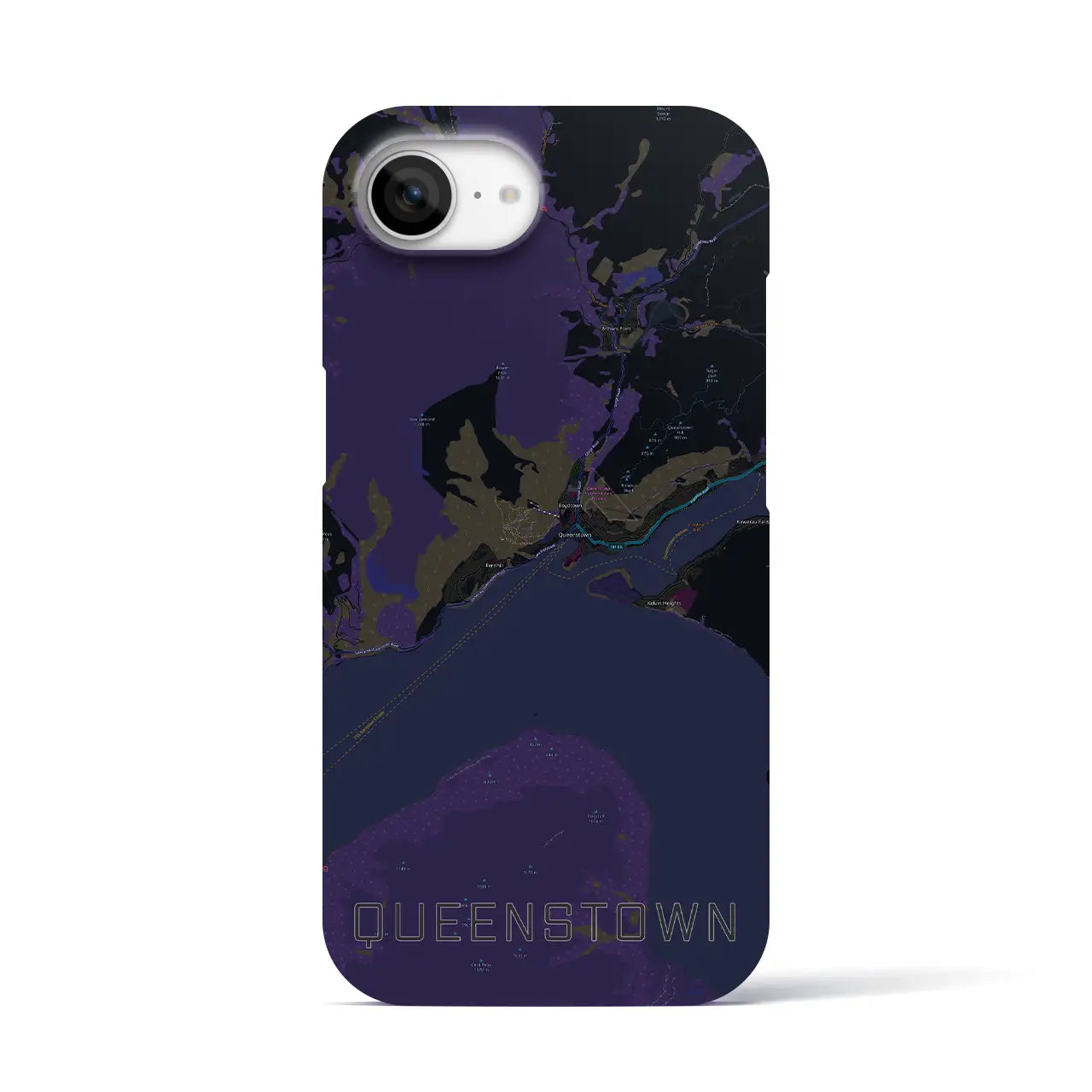 【クイーンズタウン(ニュージーランド)】地図柄iPhoneケース(バックカバータイプ)